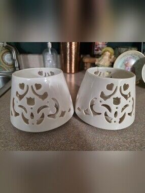 Vintage Home Interiors & Gifts candles shades. Set of 2. Beautiful floral design